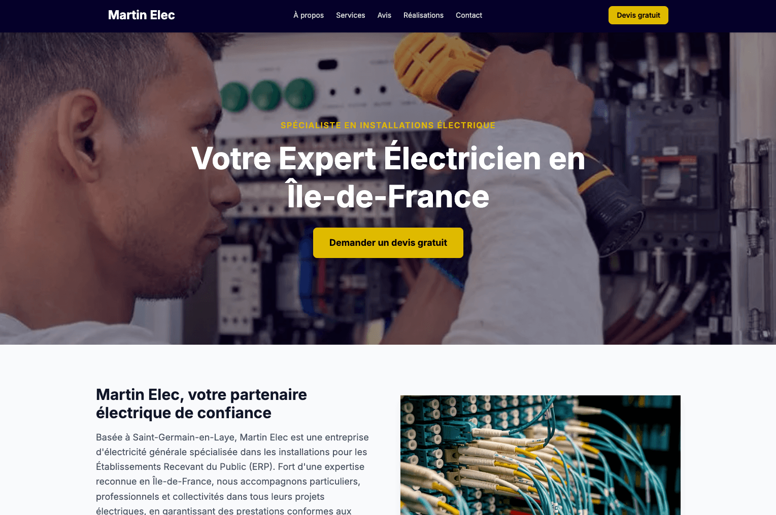 Exemple de site artisan généré par IA