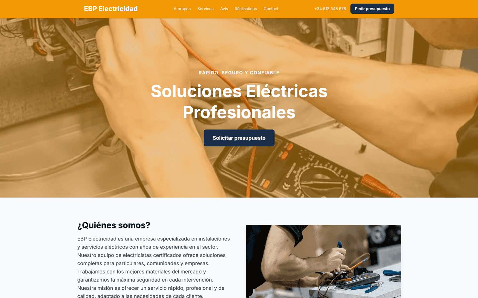 Exemple de site pro généré en 5 minutes